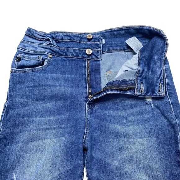 KanCan High Rise Double Button Super Skinny Distressed Denim Blue Jeans Sz 11/29 - Picture 3 of 15